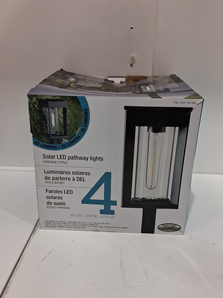 4pk GTX Naturally Solar POWERED 25LM Pathway Lights - 4"x4"x23"- black (model: 1937955) image 2