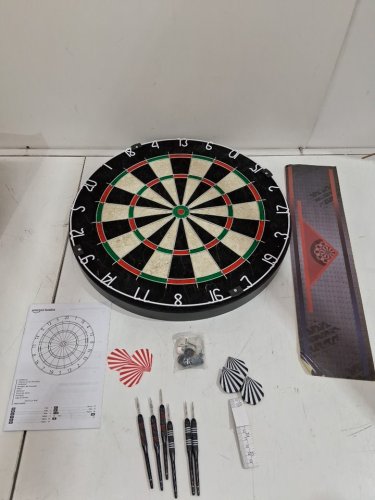 amazon basics regulation size dartboard set - 6 darts included - 18" - black (model: B0DZ24NR85) image 3