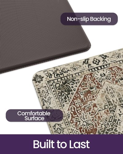 DEXI Anti-fatigue Kitchen Floor Mat - 23" x 59" - Cream/Red (Model: B75X) image 2