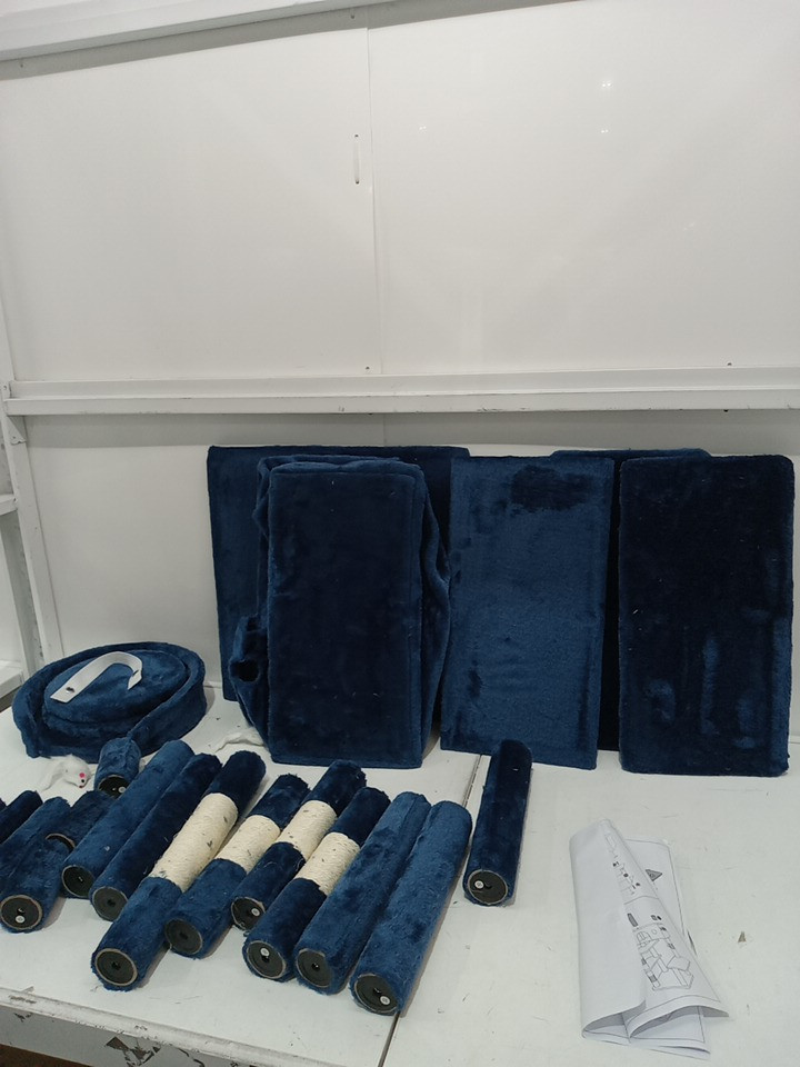 INDOOR MULTIPLE LEVEL CAT TOWER WITH 2 CONDOS - 54" - NAVY BLUE image 5