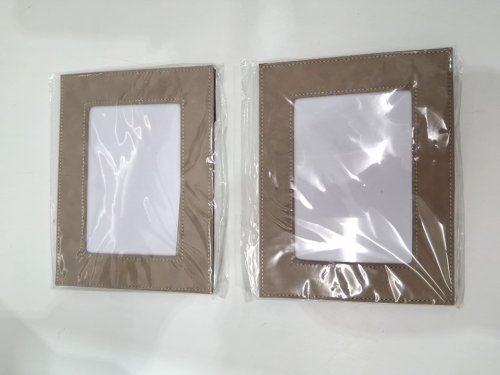 2 faux leather leatherette engravable photo PICTURE frame with stand - fits 4" x 6" photo - grey image 2