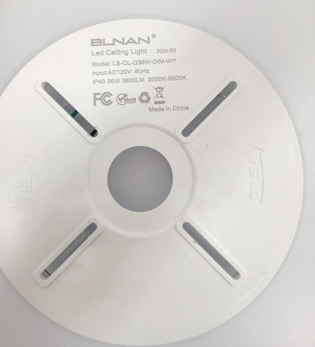 Blnan LED Flush Mount Ceiling Light Fixture - 15.4" - 36W - 3600LM - 3000K/4000K/5000K - black (model: ls-cl-g36w-dim-wy) image 4