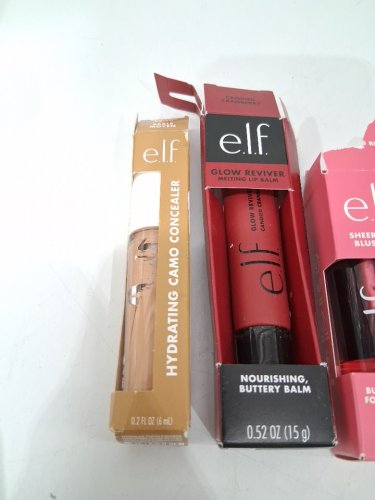 5 assorted elf makeup products - assorted  sizes, types and uses - concealer / lip balm / blush tint / lipstick image 3