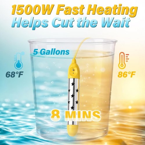 IMMERSION HEATER WITH ANTI-DRY BURN PROTECTION AND REAL-TIME TEMP DISPLAY/CONTROL - YELLOW image 2