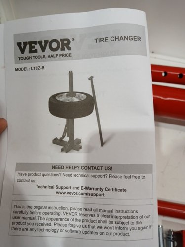 VEVOR Portable Manual Hand Bead Breaker Tire Changer/Mounting Tool for garage or home - for 8" to 16" Tires - RED (model: ltcz-b) image 9
