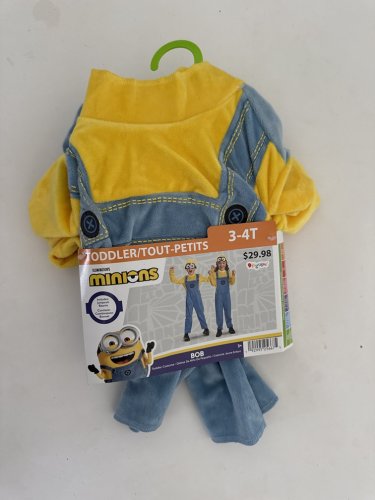 2PC TODDLER DISGUISE BOB MINIONS COSTUME - 3-4T MONTHS - YELLOW/BLUE (STYLE: 119079S) image 2