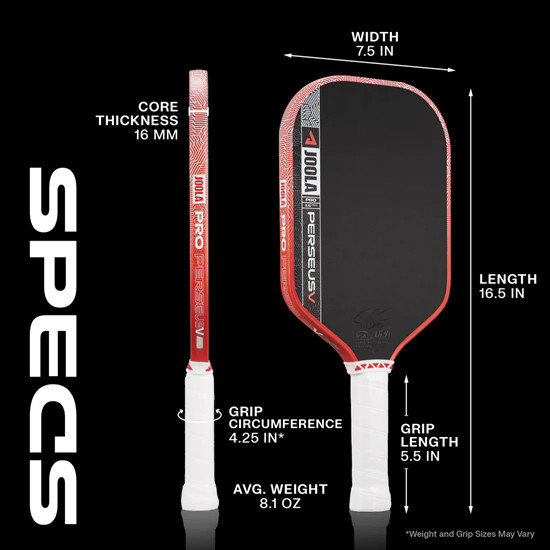 joola Perseus Pro V Pickleball Paddle - 16mm - black/red/white (model: 600558) image 2