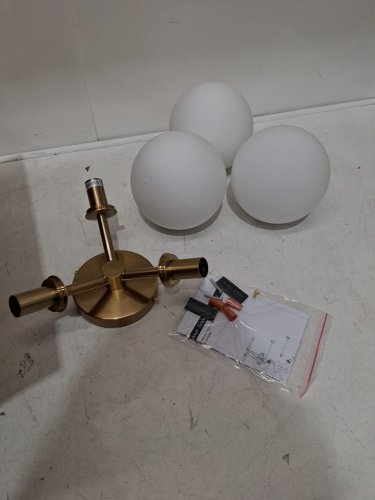 3-light semi-flush mount ceiling light fixture - gold/white (model: lyc009gd-3) image 3