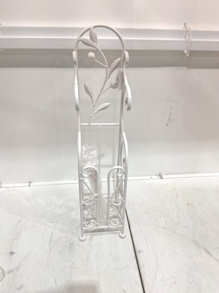 litton lane metal floral toilet roll holder- 24" x 8"- white (model:63148) image 3