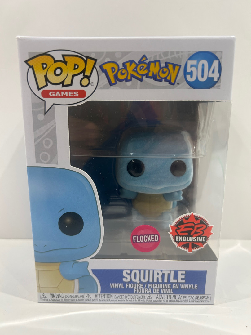 Funko pop! **flocked**eb exclusive** Games: pokemon - squirtle vinyl figure (#504) image 2