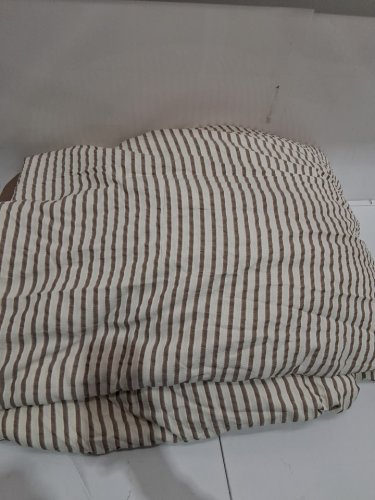 3 PC stripped washed microfiber Bedding Breathable Durable Soft Comfy- KING- white and brown (model:TI-SKS-K) image 4