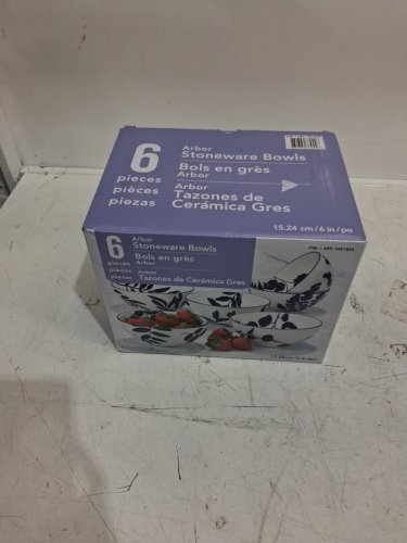 6pk arbor stoneware bowls - 6" - white/blue (model: 1901823) image 2