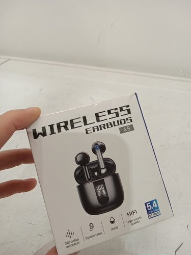 Wireless bluetooth Earbuds with Noise Cancellation and LED Display - black (model:a9) image 2