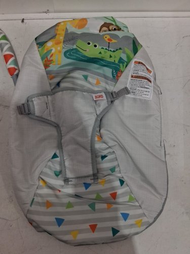 BRIGHT STARS 3 point harness VIBRATING BOUNCER WITH TOY BAR - safari fun image 4