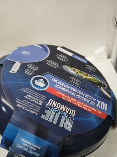 blue diamond non-stick ceramic frying pan - 12" - blue/silver image 3