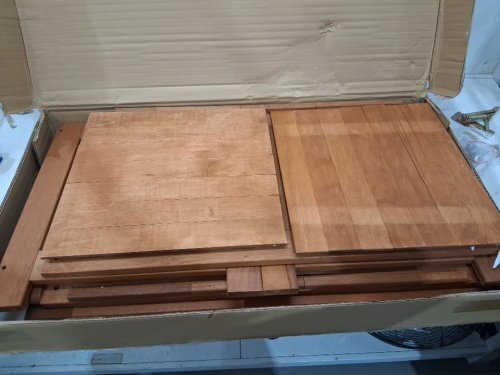 costway wooden outdoor storage bench - 52gal, 38" x 21" x 23" - teak wood - (model: np13345) image 7