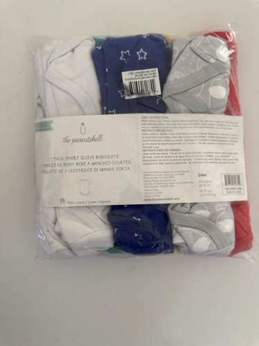 7PK BABY BOY THE PEANUTSHELL SHORT SLEEVE BODYSUITS - 24M - ASSORTED COLOURS image 3