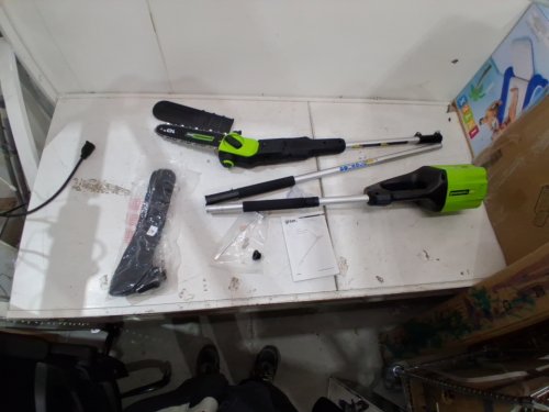 greenworks pro cordless adjustable polesaw with carry strap - battery & charger not included - 80V - 10" blade - 9ft-14ft - green/black - (model: PS80L000) image 2
