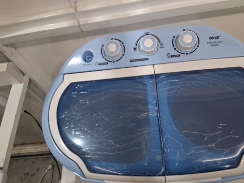 PYLE PURE CLEAN MINI TOP LOAD PORTABLE WASHER & SPIN DRYER - 7.7LBS CAPACITY / 110V - WHITE/BLUE (MODEL: PUCWM22) image 5