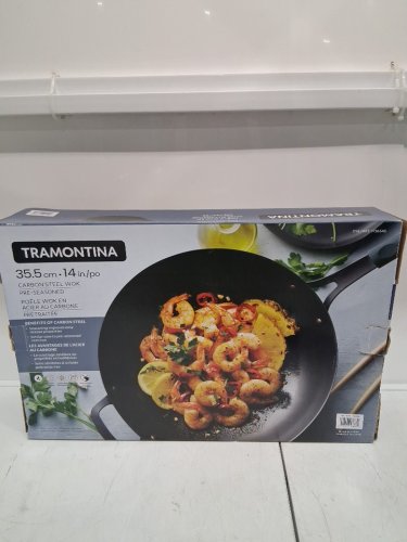 tramontina heavy guage carbon steel nitride wok -14" - black/blue (model: 1736545) image 2