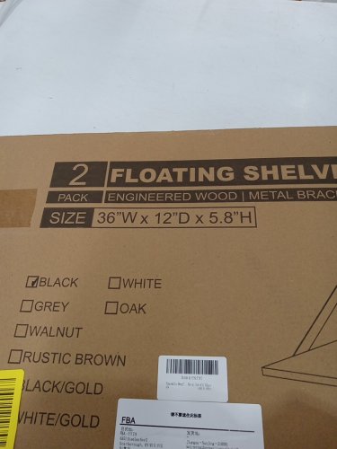 2pk Venusmiles Floating Wall Shelves with Metal Brackets - 36" x 12" - Black image 3