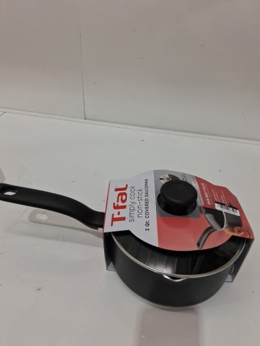 t-fal nonstick covered saucepan - 3qt - black image 2