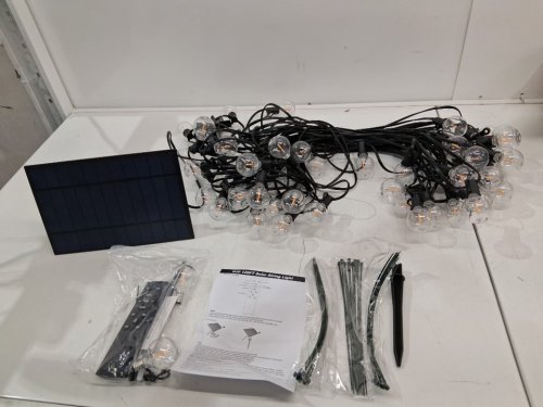 OUTDOOR SOLAR STRING LIGHTS WITH REMOTE AND 52 SHATTERPROOF BULBS - 120FT - BLACK image 2