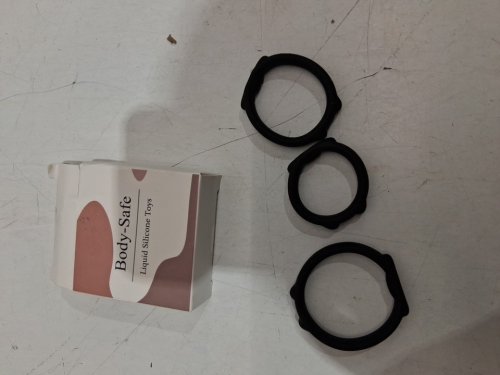 3PC body-safe liquid silicone toys Generic Male Penis Rings - black image 2
