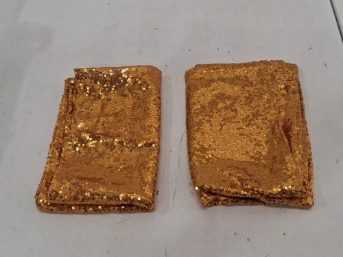 2Pk Gold Sequin Table Runner - 12" x 72", decorative Glitter Table Runner - gold image 3