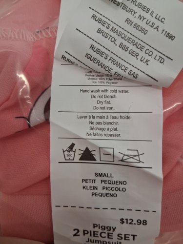 2PC KID'S RUBIES PIGGY COSTUME - SMALL (4-6) - PINK (STYLE: 1000364) image 3