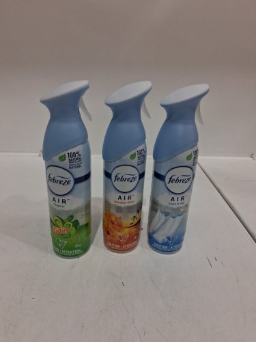 3PK Febreeze Air Refresher Scented Freshener - 250g Each - Original Gain, LINEN & SKY, HAWAIIAN ALOHA, and unstoppables air image 2