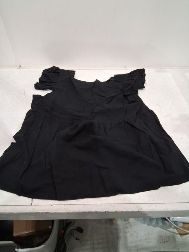 WOMAN'S RUFFLE SHORT SLEEVE SHIRT - 2XL - BLACK image 2