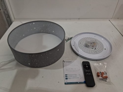 NAVARIS FLUSH MOUNT CEILING LIGHT WITH SPARKLING STAR EFFECT, 15.75", DARK GREY image 2