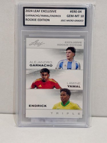 GARNACHO / YAMAL / ENDRICK ROOKIE EDITION FIFA CARD - JDCC GEM MINT 10 - 2022 LEAF #ERE-04 image 2