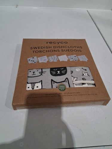 12Pc Recyco plant based Swedish dishcloths - cat print (MODEL: 1796215) image 2