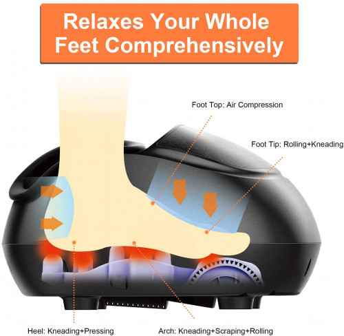 RENPHO shiatsu FOOT MASSAGER with heat and COMPRESSION - BLACK (MODEL: rf-fm059r/rf-fm059r-h) image 2