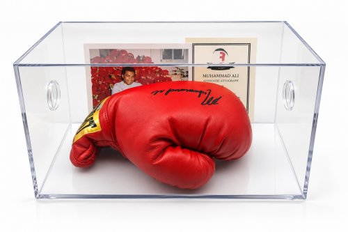 SIGNED MUHAMMAD ALI BOXING GLOVE WITH COA IN ACRYLIC DISPLAY CASE image 2