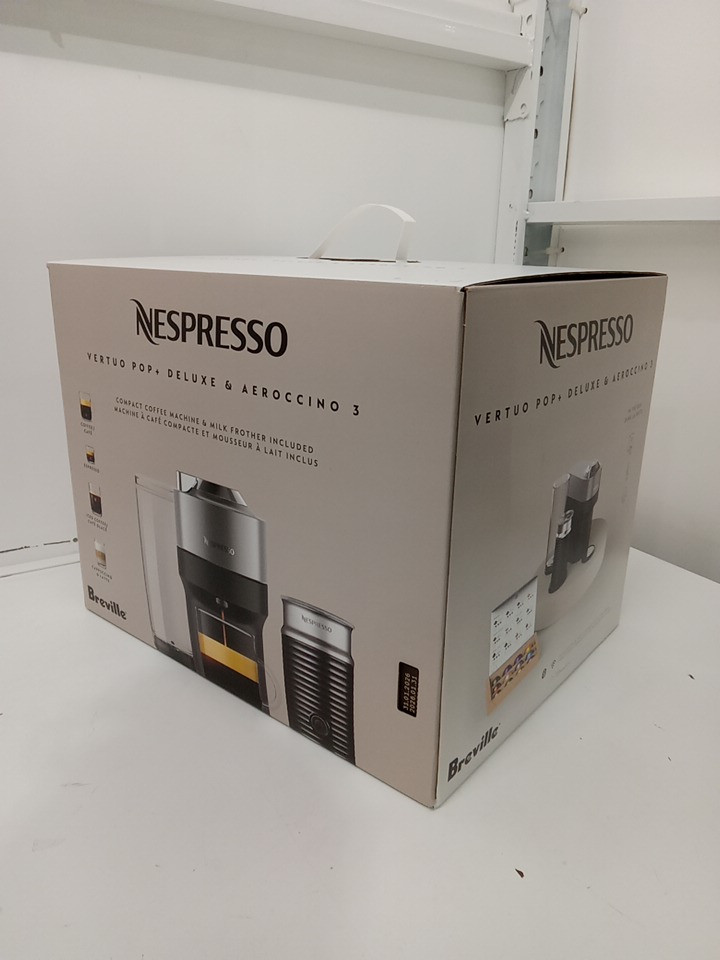Breville Nespresso Vertuo Pop+ Deluxe Coffee & Espresso machine with aeroccino milk frother & coffee pods - titan (model: BNV155TTN1BUC1) image 4