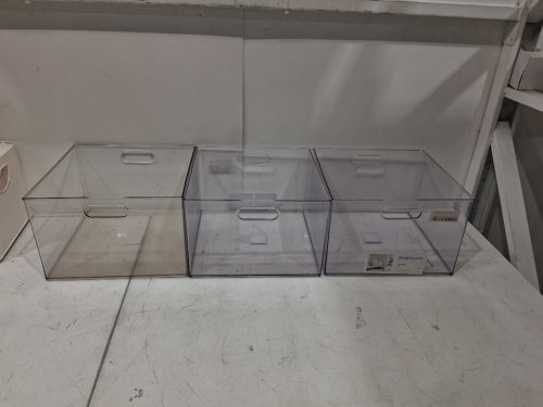 3PK BRIGHTROOM STACKABLE BIN - 12" X 12" X 8" - CLEAR image 2