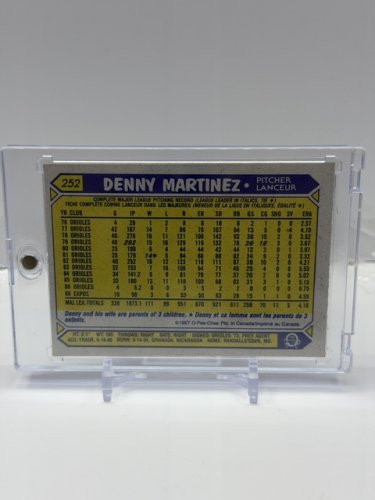 SIGNED DENNY MARTINEZ - 1987 O-PEE-CHEE MONTREAL EXPOS CARD (#252) image 2