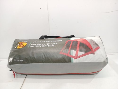 bps dome tent with screen porch - 10ft x 9ft x 72" - 6-person - grey/red image 2