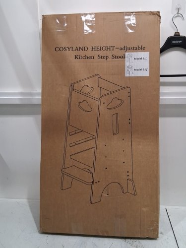 COSYLAND Toddler Standing Tower Kitchen Step Stool - 35.5" x 15.75" x 17.75" - Adjustable Height - natural/wood - (model:cs000132-1-ca) image 2