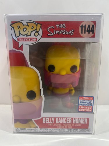 Funko pop! **2021 summer virtual convention** Television: the simpsons - belly dancer Homer vinyl figure (#1144) **plastic protector cover** image 2