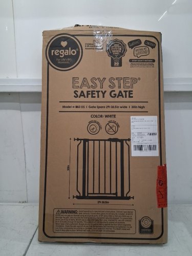 REGALO EASY-STEP METAL WALK-THROUGH SAFETY GATE, 30" X 29'' - 38.5'' - WHITE (MODEL: 1160DS) image 2
