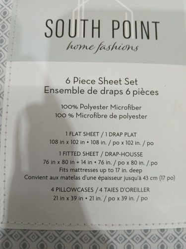 6pc South Point Home Fashions ERNESTO TILE PRINTED MICROFIBER sheet set - fitted sheet / flat sheet / 4 pillow cases - KING - WHITE/LIGHT GREEN (style: 1703335) image 3