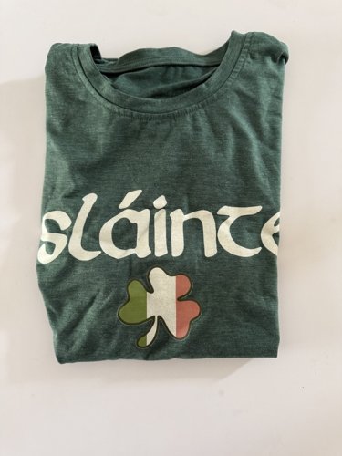 Women St Patricks "SLAINTE" Day T-Shirt - LARGE - GREEN/WHITE image 2