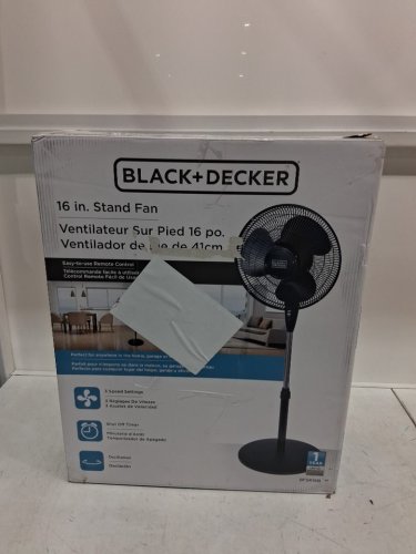 BLACK + DECKER STAND FAN WITH REMOTE - 16" DIAMETER - BLACK (MODEL: BFSR16B-01) image 2