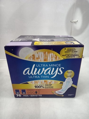 76pk Always Ultra Thin Overnight Pads Unscented with Wings image 3