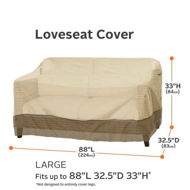 Classic Accessories Veranda Water-Resistant Patio Sofa/Loveseat Cover - 58" L x 32.5" D x 31" H - Pebble/Bark/Earth ( MODEL: 70982) image 2