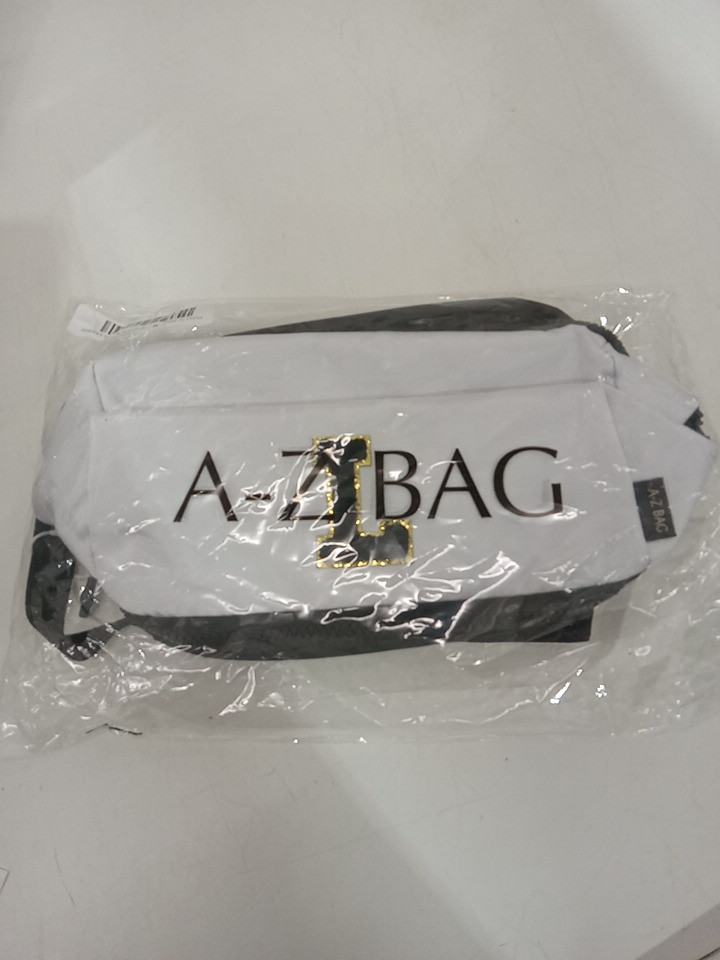 2pc A-Z BAG Travel Toiletry/MAKEUP bag With rfid - bold letter L - white/black image 3